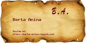 Berta Anina névjegykártya
